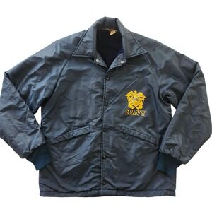 Vintage Navy US Military Bomber Jacket Pla-Jac Dunbrooke Blue USA Men's Medium